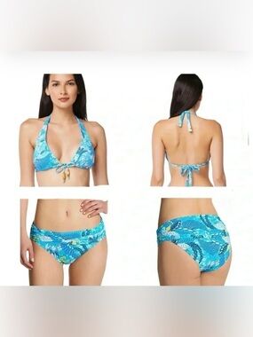 Bleu Rod Beattie Talk Sliding Triangle Bikini Top Sarong Hipster Bottom Size 14